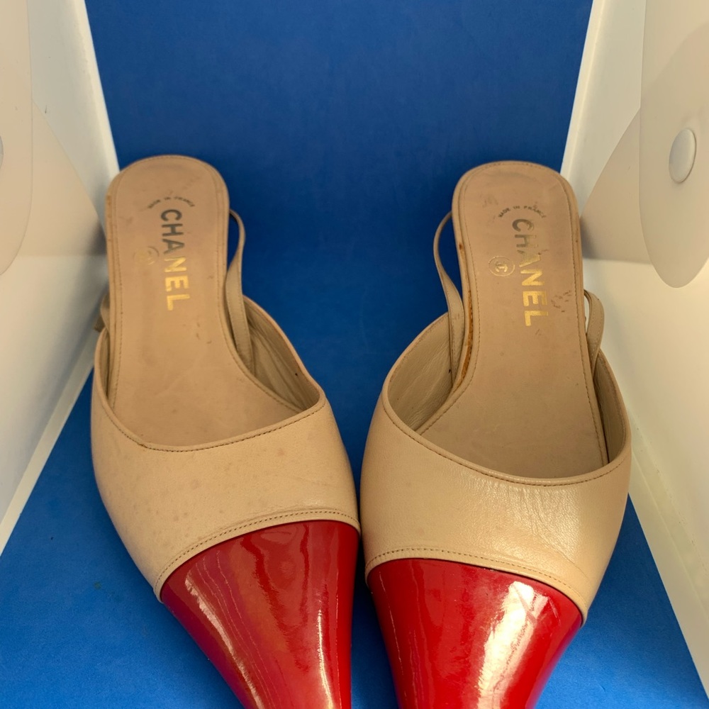 Chanel Leather mules red patent leather‎ tip sling back - Picture 2 of 13